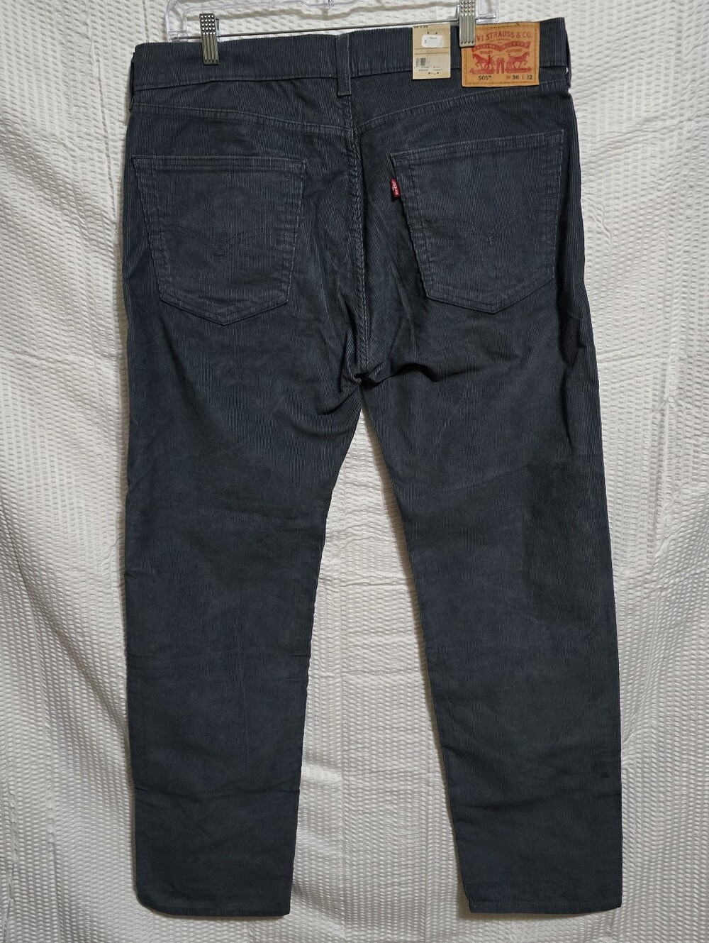 Levi’s 505 Men’s 36x32 Dark Gray Corduroy Pants NWT Regular Fit